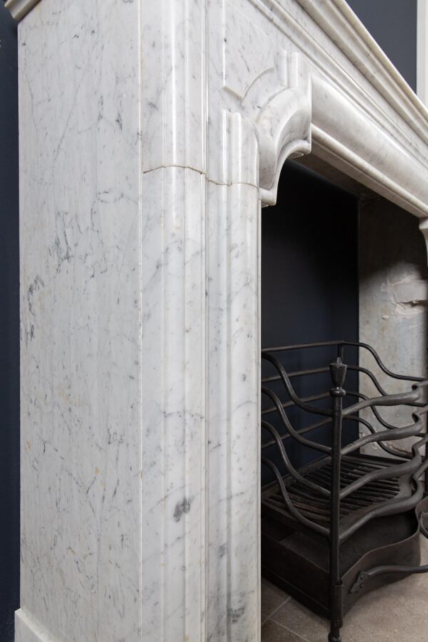French Carrara Marble Antique Bolection Front Fireplace - Image 9