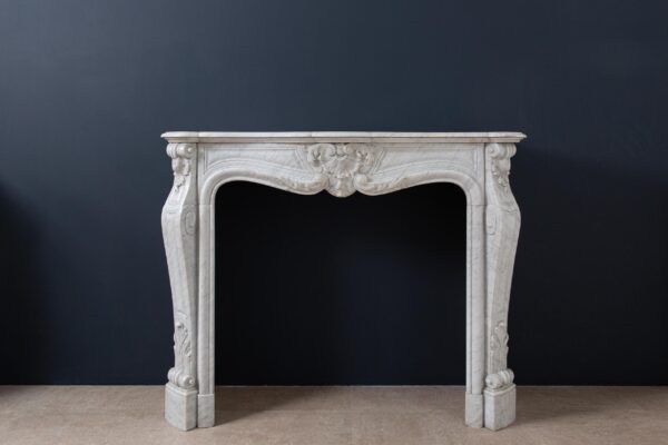 Louis XV Carrara Marble Antique Fireplace Surround