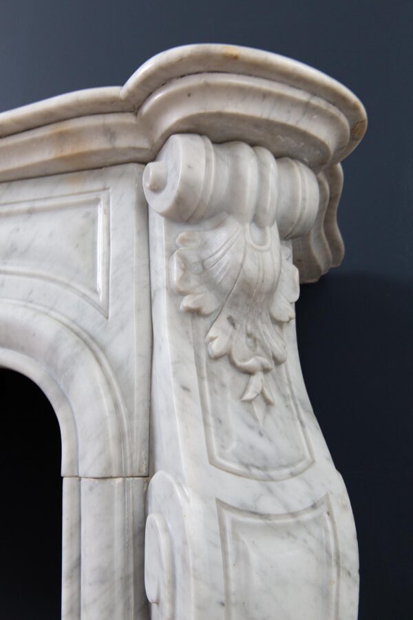 Louis XV Carrara Marble Antique Fireplace Surround - Image 7