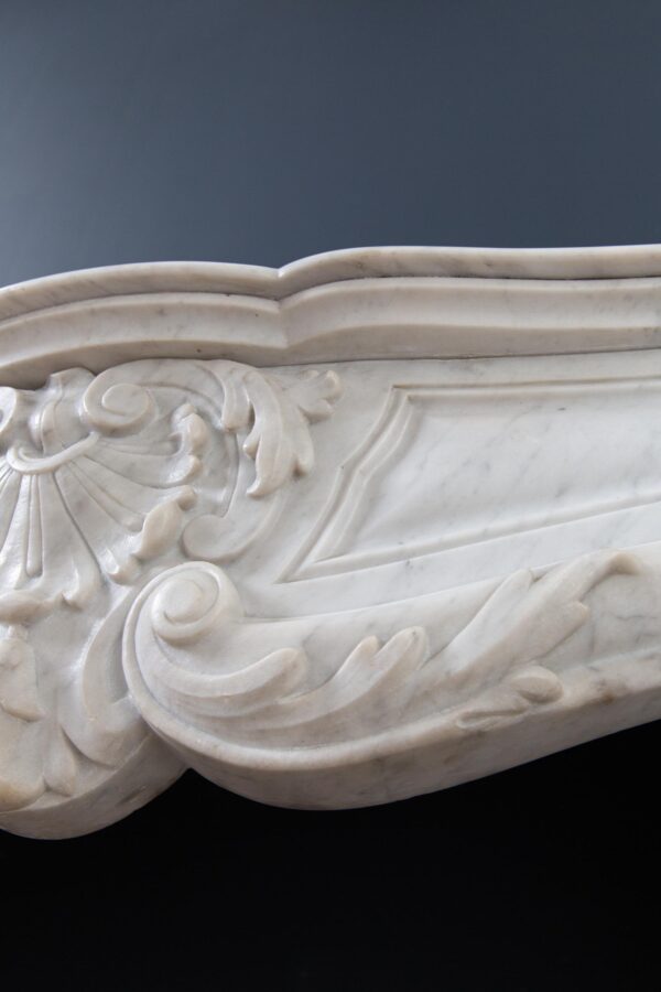Louis XV Carrara Marble Antique Fireplace Surround - Image 6