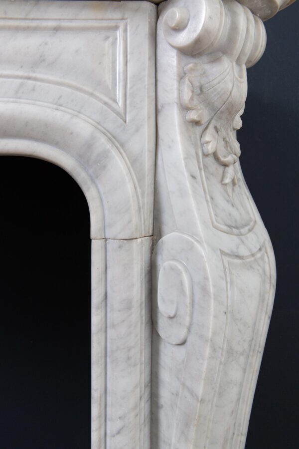Louis XV Carrara Marble Antique Fireplace Surround - Image 5