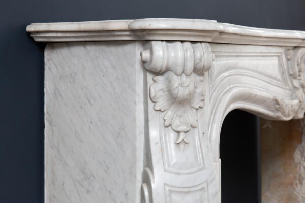 Louis XV Carrara Marble Antique Fireplace Surround - Image 4