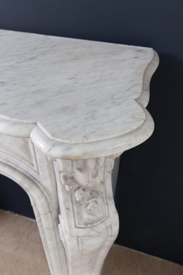 Louis XV Carrara Marble Antique Fireplace Surround - Image 3
