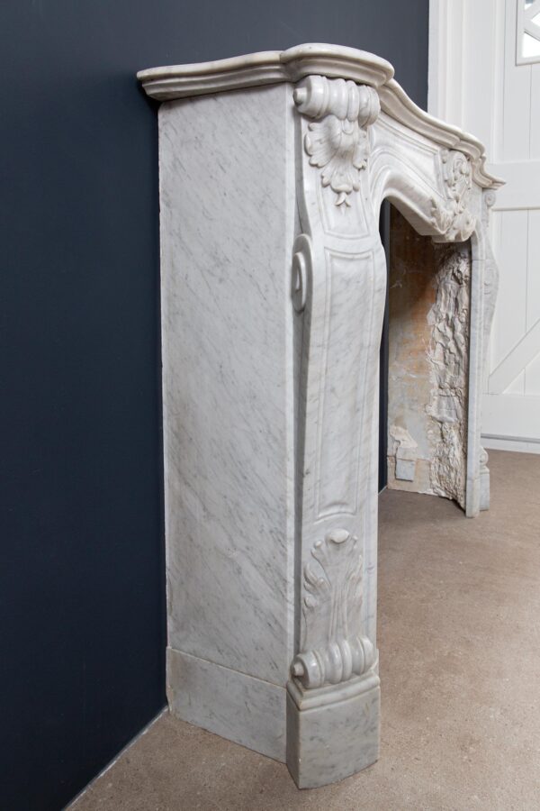 Louis XV Carrara Marble Antique Fireplace Surround - Image 2
