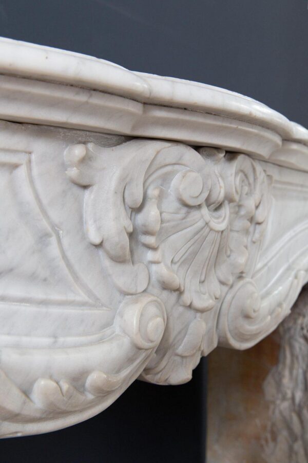 Louis XV Carrara Marble Antique Fireplace Surround - Image 14