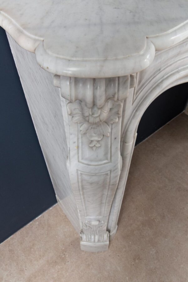 Louis XV Carrara Marble Antique Fireplace Surround - Image 11