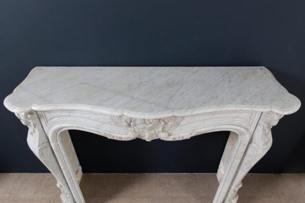 Louis XV Carrara Marble Antique Fireplace Surround - Image 9
