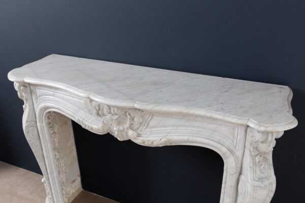 Louis XV Carrara Marble Antique Fireplace Surround - Image 10