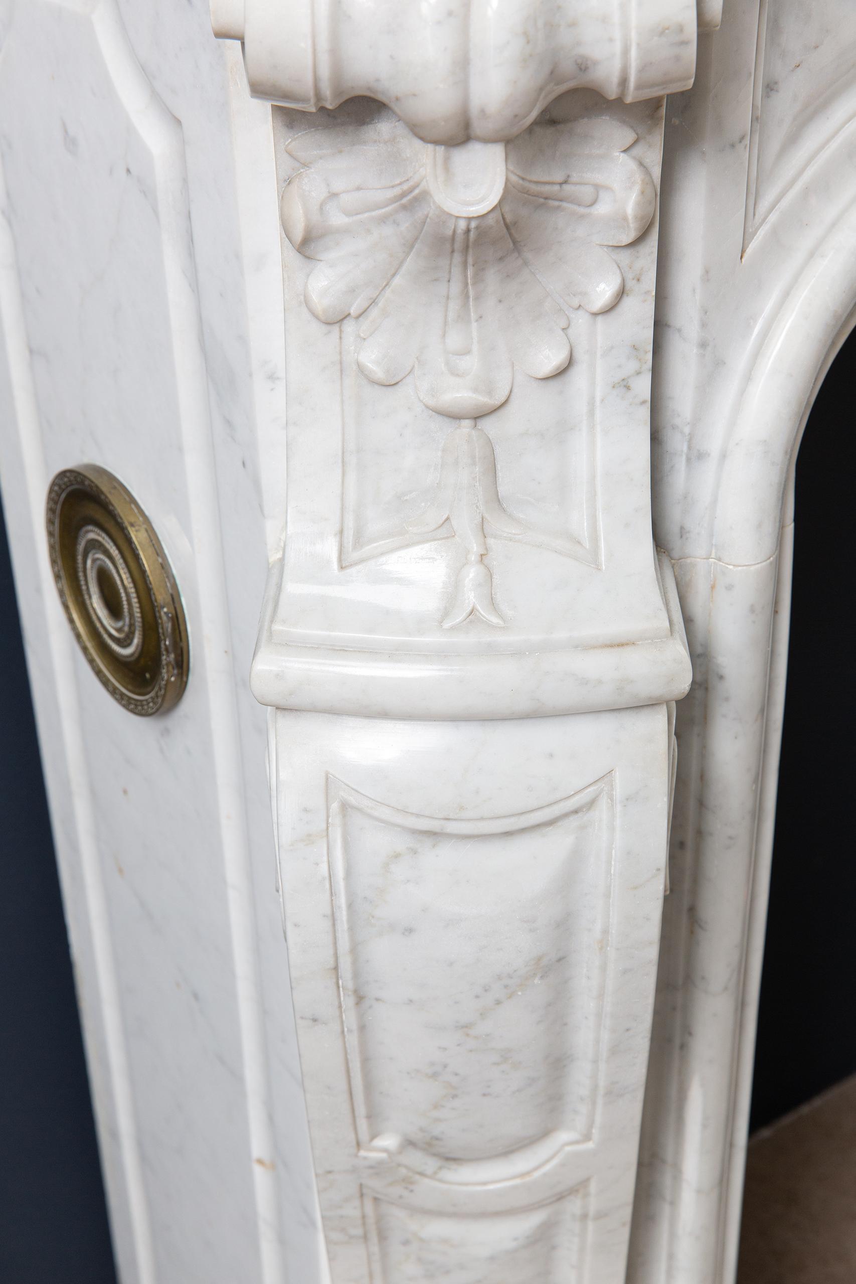 Louis XV Carrara Marble Antique Fireplace Surround - Image 10