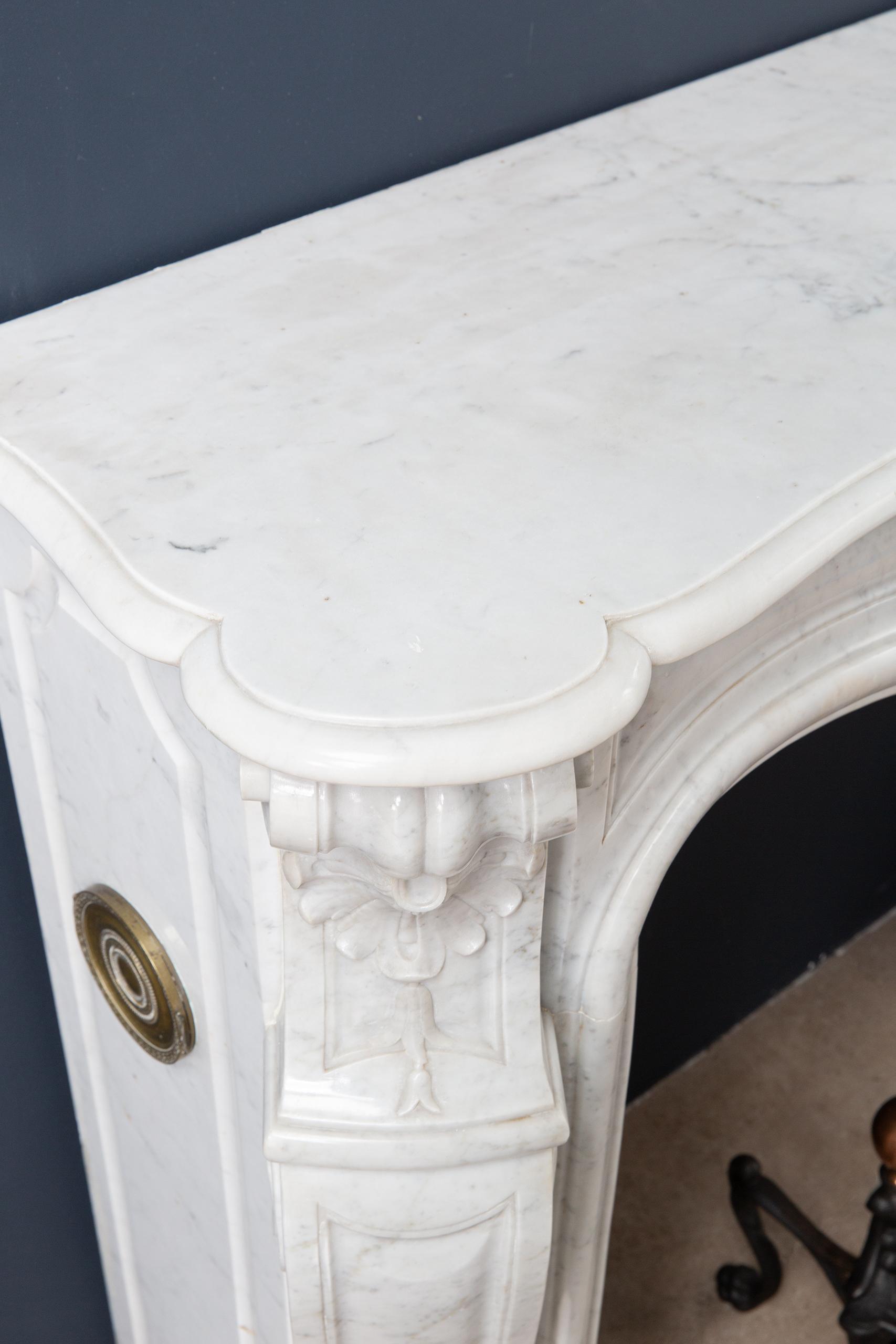 Louis XV Carrara Marble Antique Fireplace Surround - Image 14