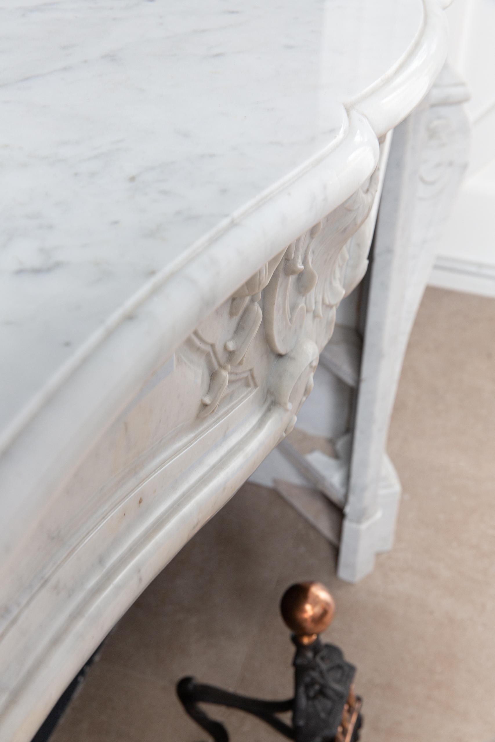 Louis XV Carrara Marble Antique Fireplace Surround - Image 15