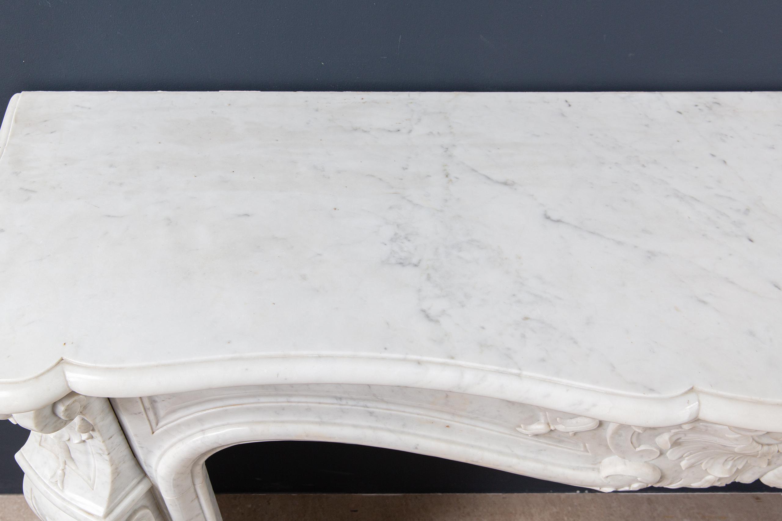 Louis XV Carrara Marble Antique Fireplace Surround - Image 16