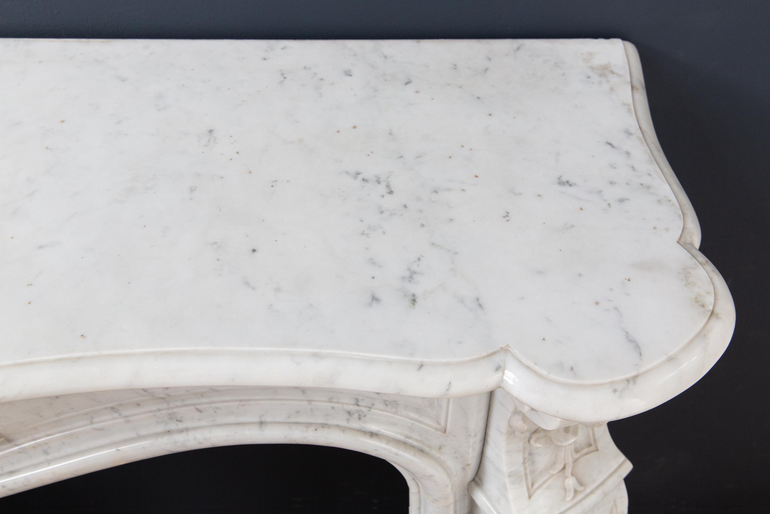 Louis XV Carrara Marble Antique Fireplace Surround - Image 17