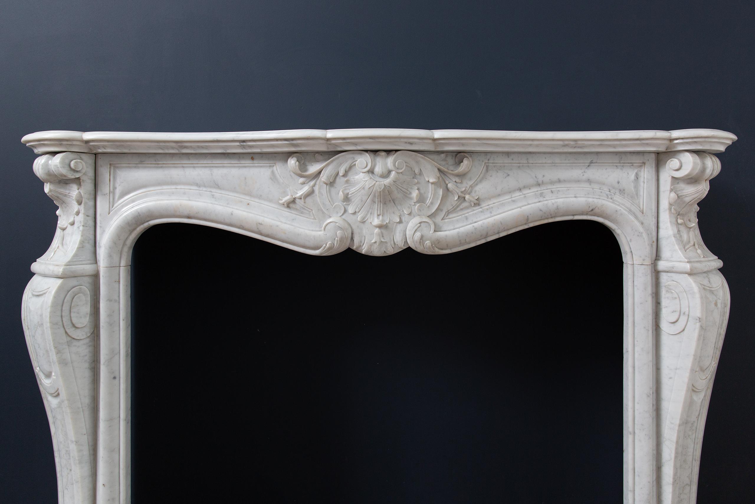 Louis XV Carrara Marble Antique Fireplace Surround - Image 2