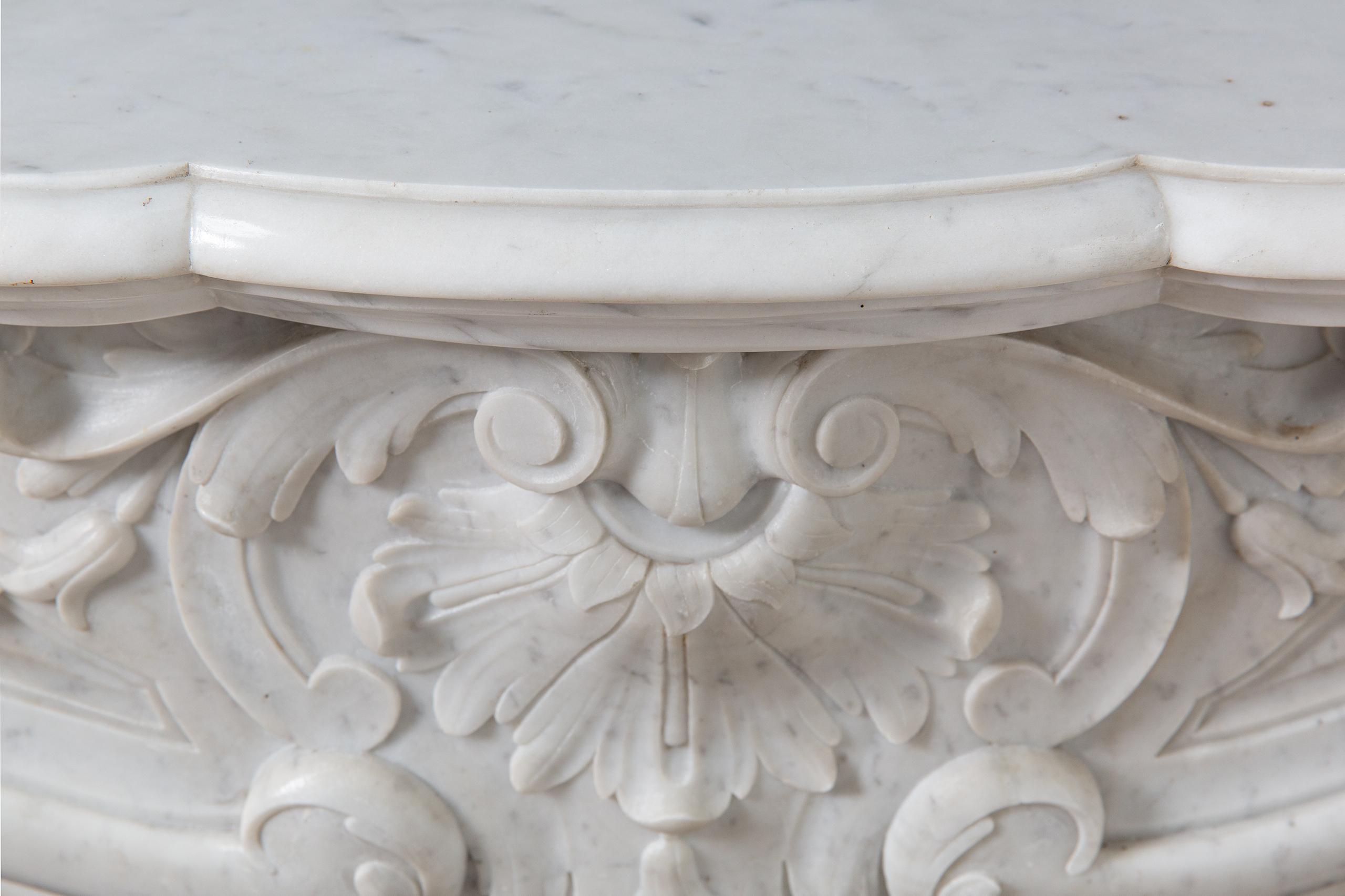Louis XV Carrara Marble Antique Fireplace Surround - Image 8