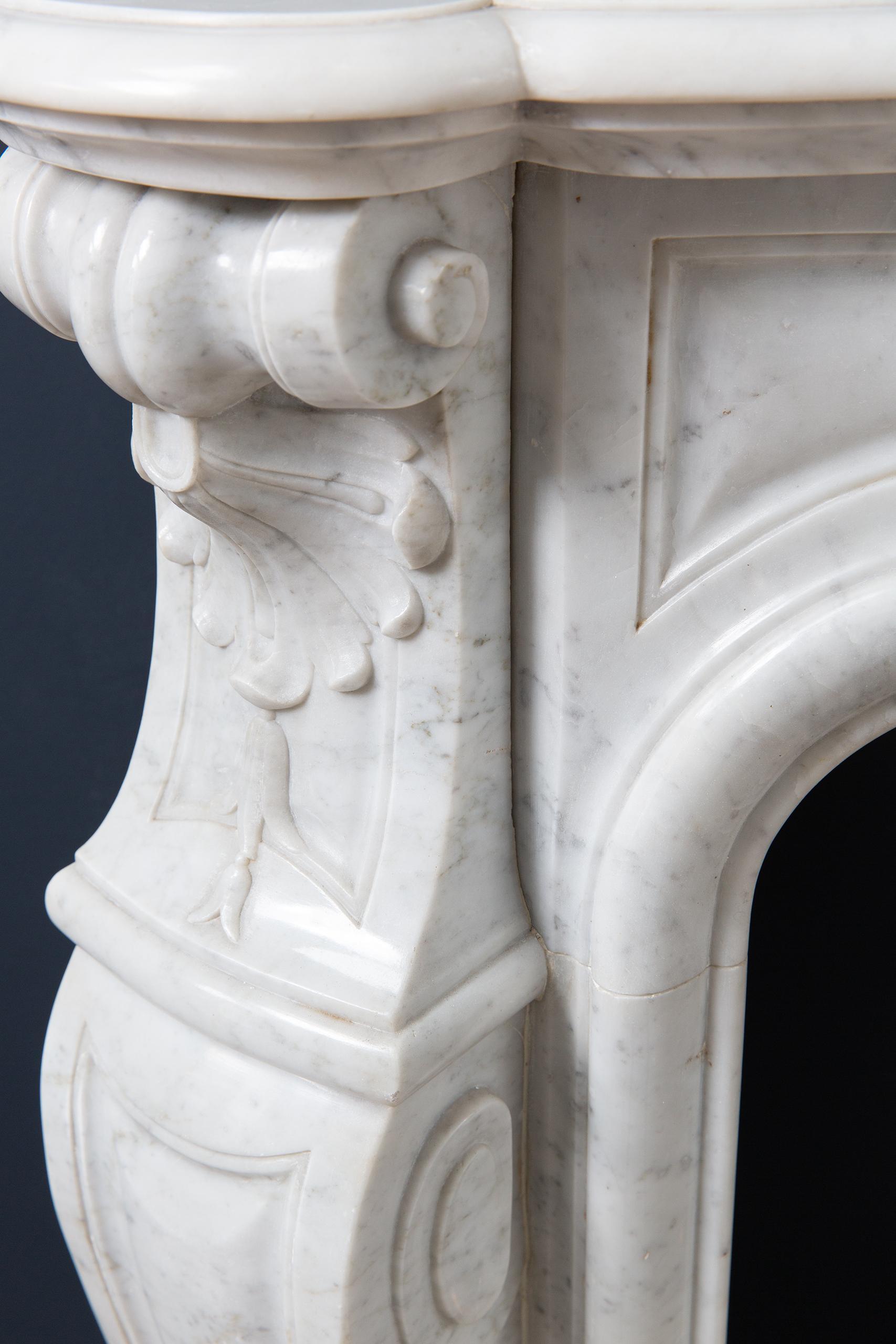 Louis XV Carrara Marble Antique Fireplace Surround - Image 9