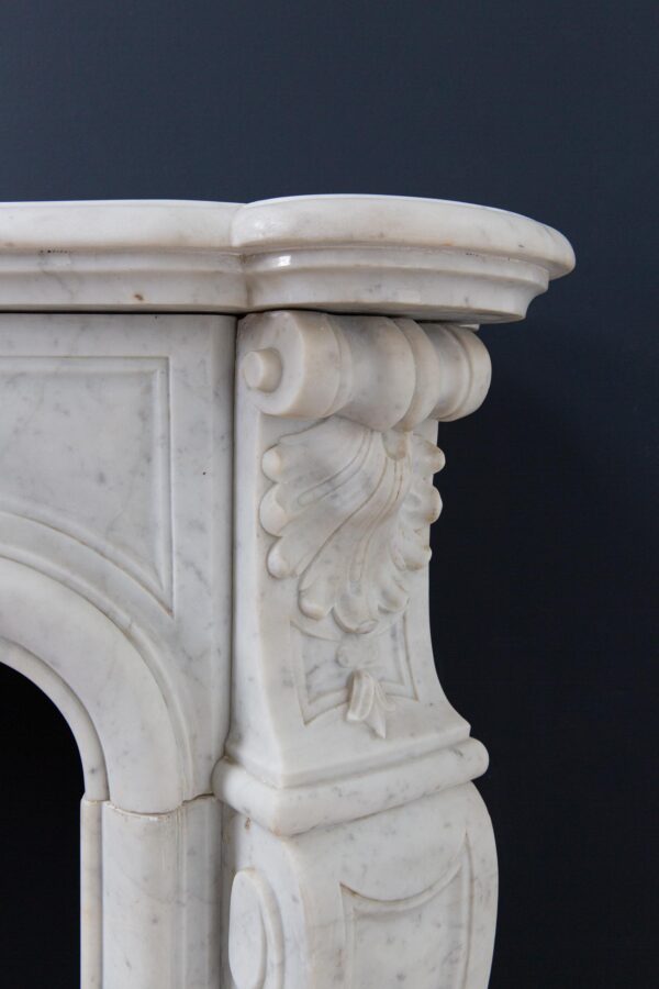 Luxury French Antique Marble Carrara Front Fireplace - Image 8