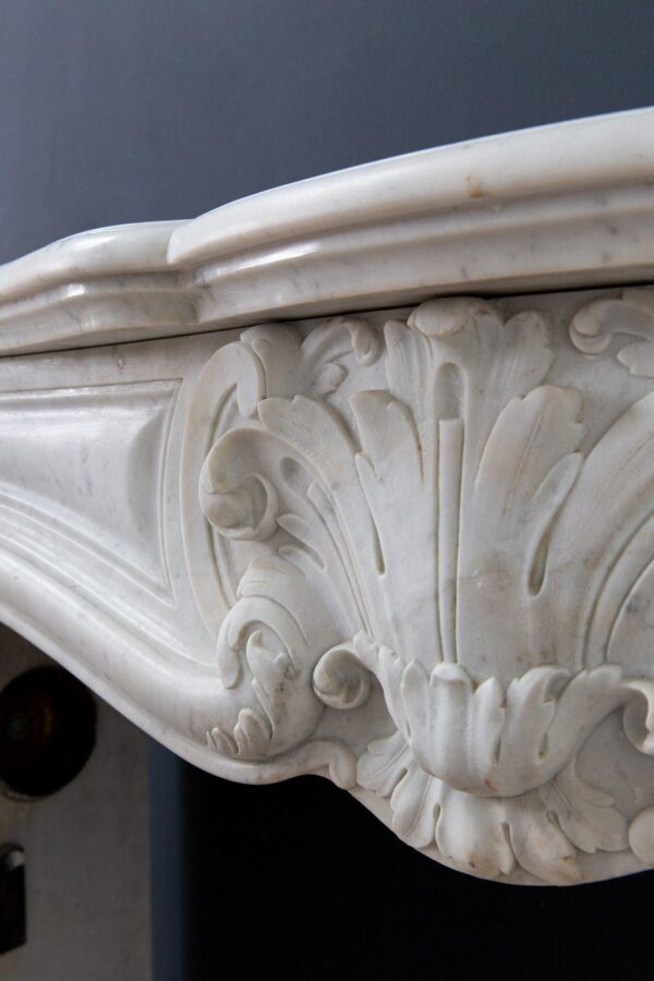 Luxury French Antique Marble Carrara Front Fireplace - Image 14