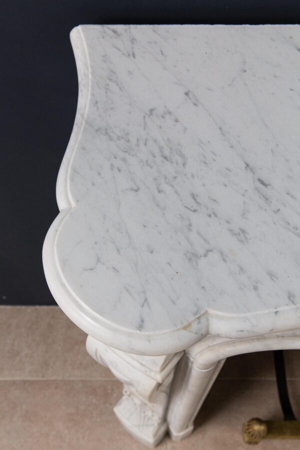 Luxury French Antique Marble Carrara Front Fireplace - Image 15