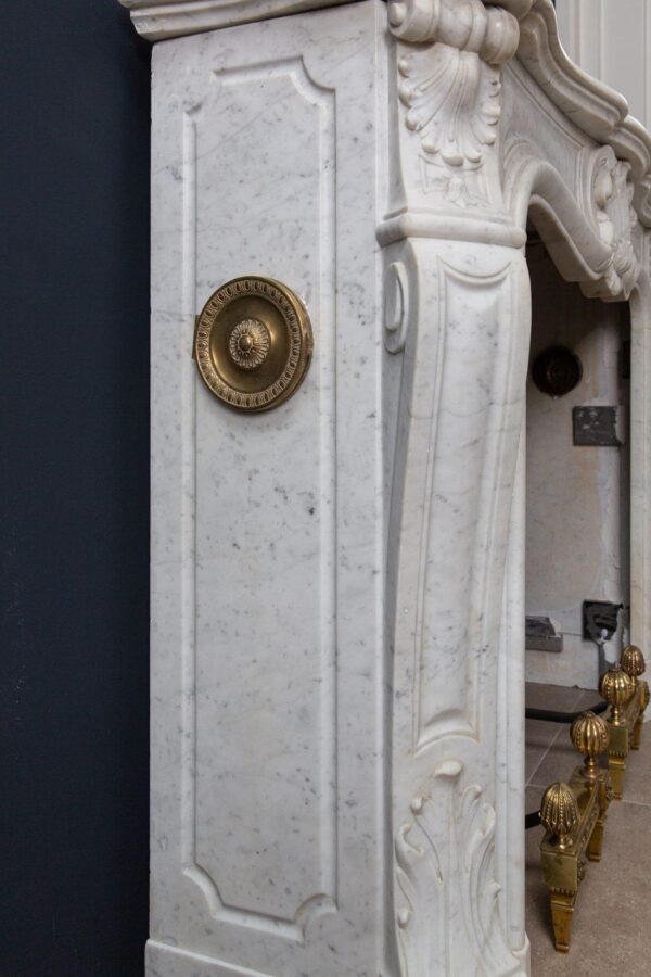 Luxury French Antique Marble Carrara Front Fireplace - Image 19
