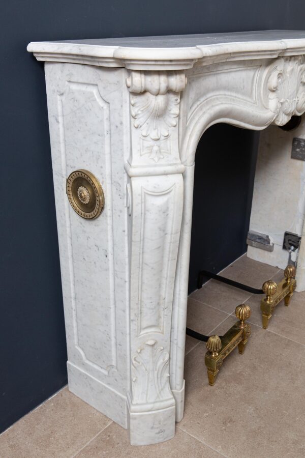 Luxury French Antique Marble Carrara Front Fireplace - Image 13