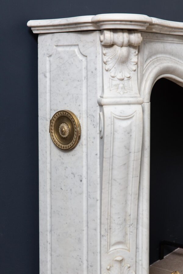 Luxury French Antique Marble Carrara Front Fireplace - Image 12