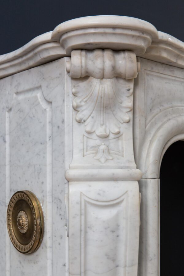 Luxury French Antique Marble Carrara Front Fireplace - Image 10