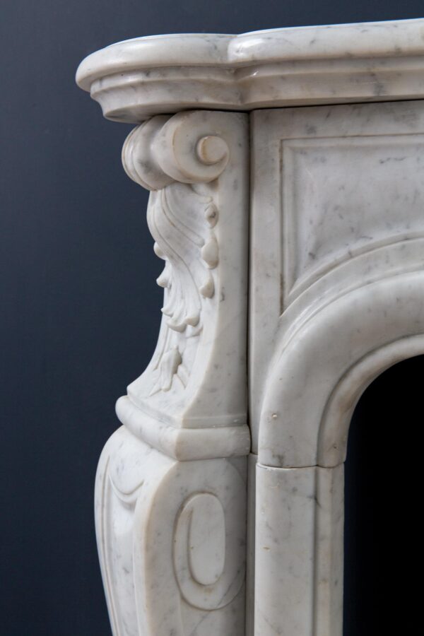 Luxury French Antique Marble Carrara Front Fireplace - Image 9