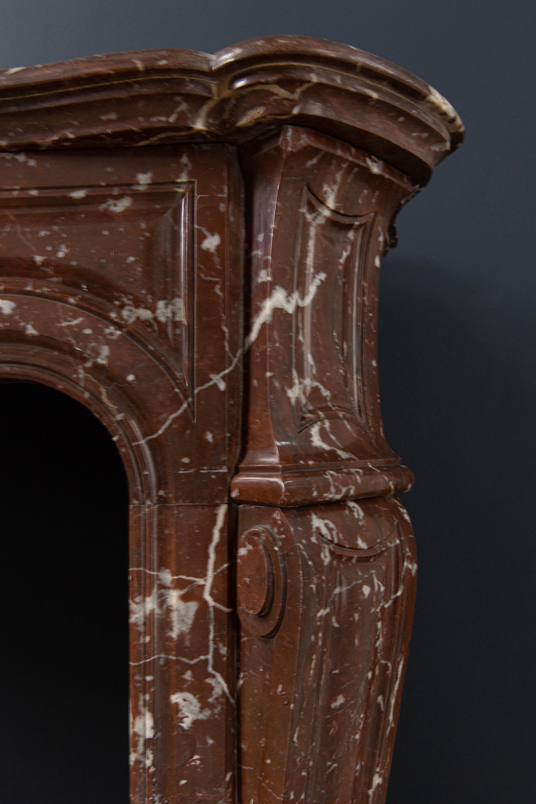 Red Marble Antique Pompadour Front Fireplace - Image 4