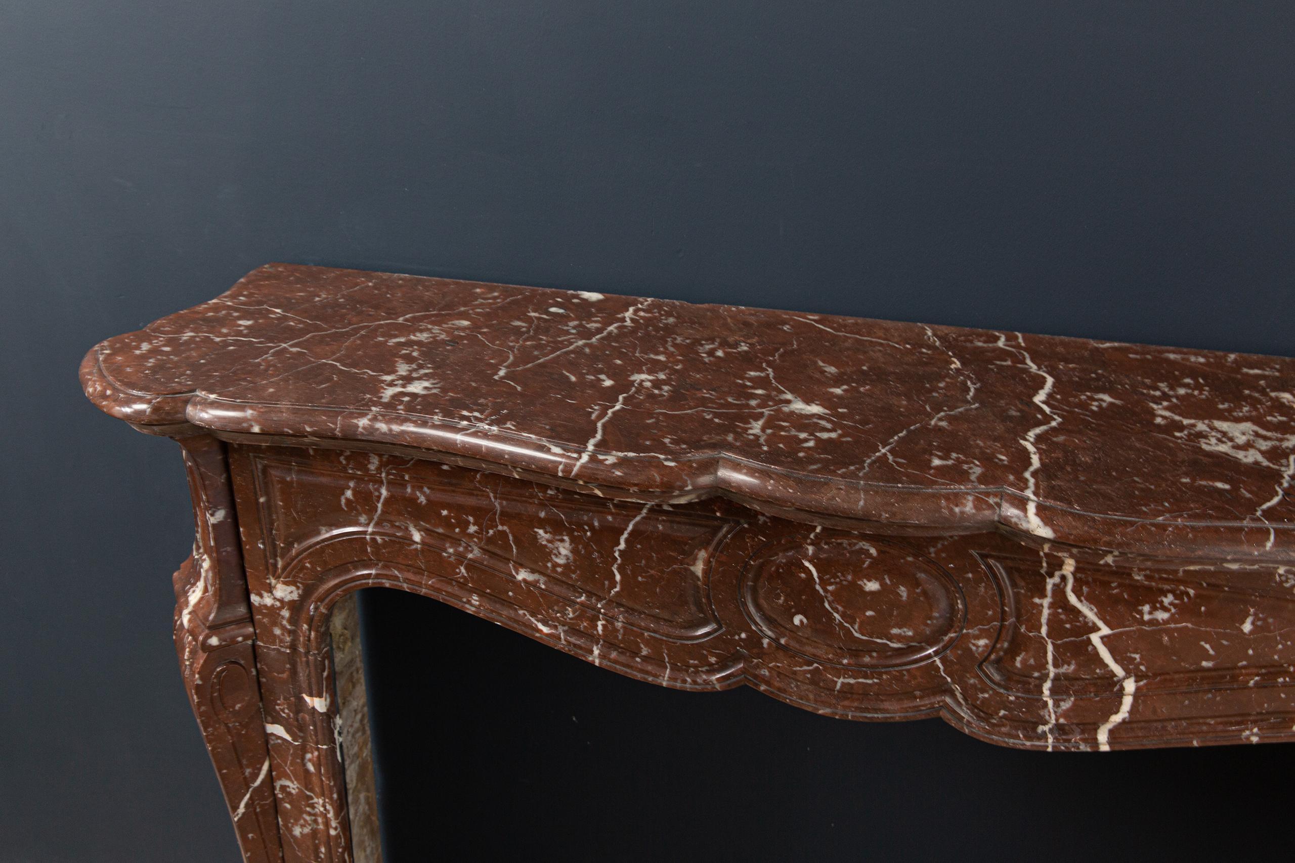 Red Marble Antique Pompadour Front Fireplace - Image 3