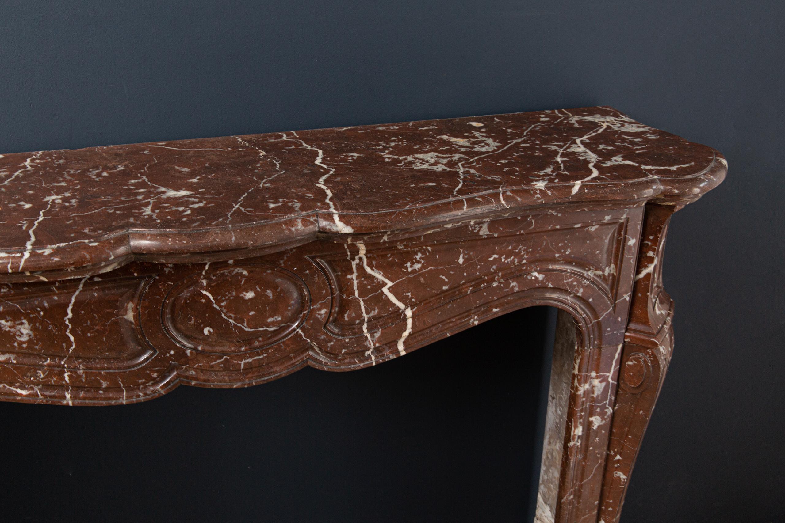 Red Marble Antique Pompadour Front Fireplace - Image 2