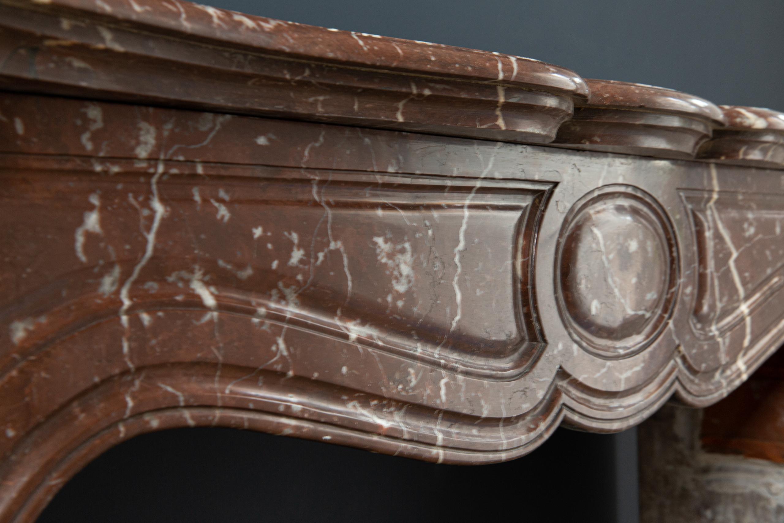 Red Marble Antique Pompadour Front Fireplace - Image 9