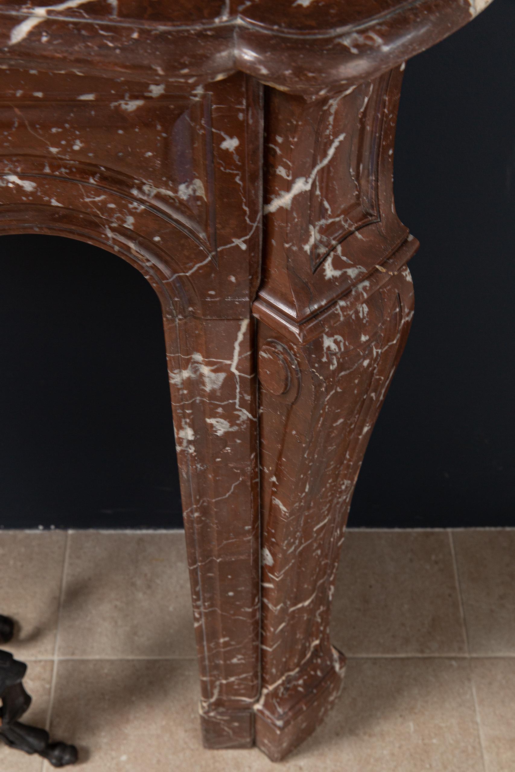 Red Marble Antique Pompadour Front Fireplace - Image 6