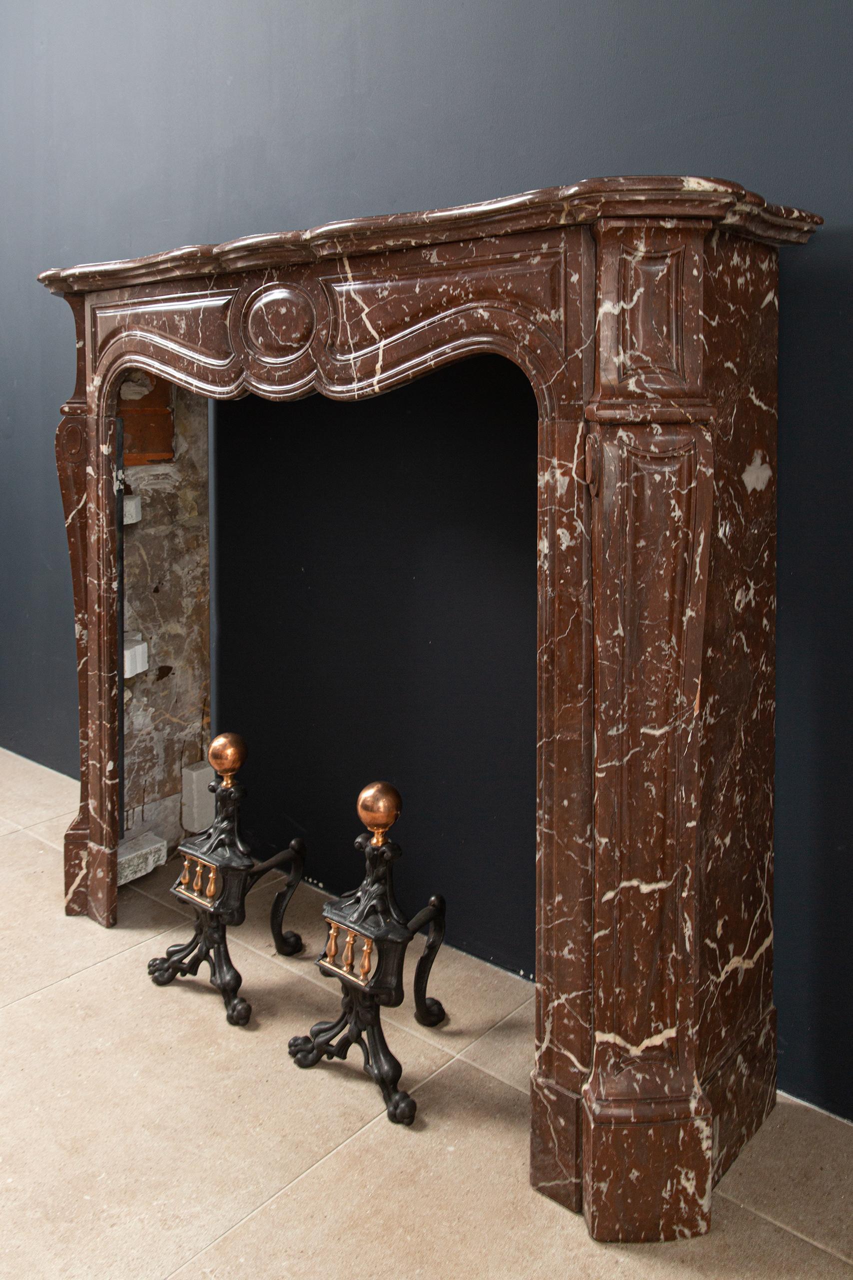 Red Marble Antique Pompadour Front Fireplace - Image 5