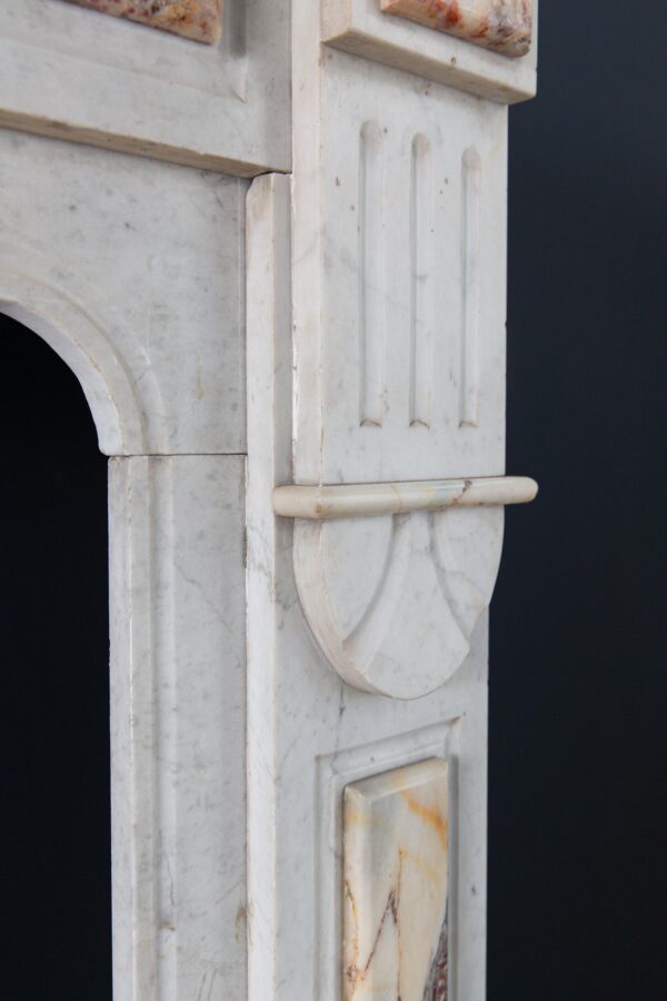 White Marble Antique Neoclassical French Circulation Fireplace - Image 10