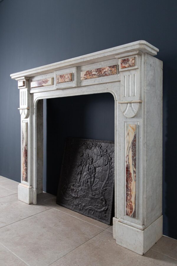White Marble Antique Neoclassical French Circulation Fireplace - Image 12