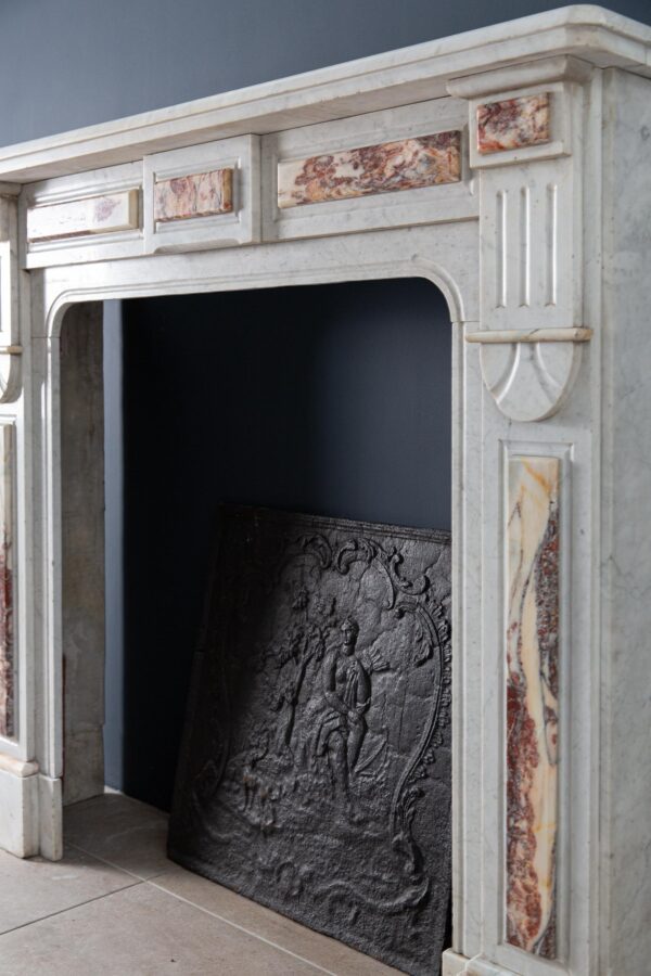 White Marble Antique Neoclassical French Circulation Fireplace - Image 13