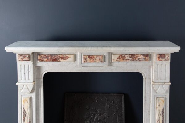 White Marble Antique Neoclassical French Circulation Fireplace - Image 15