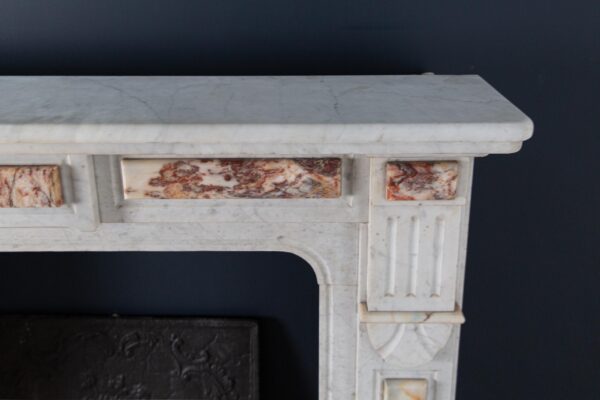 White Marble Antique Neoclassical French Circulation Fireplace - Image 17