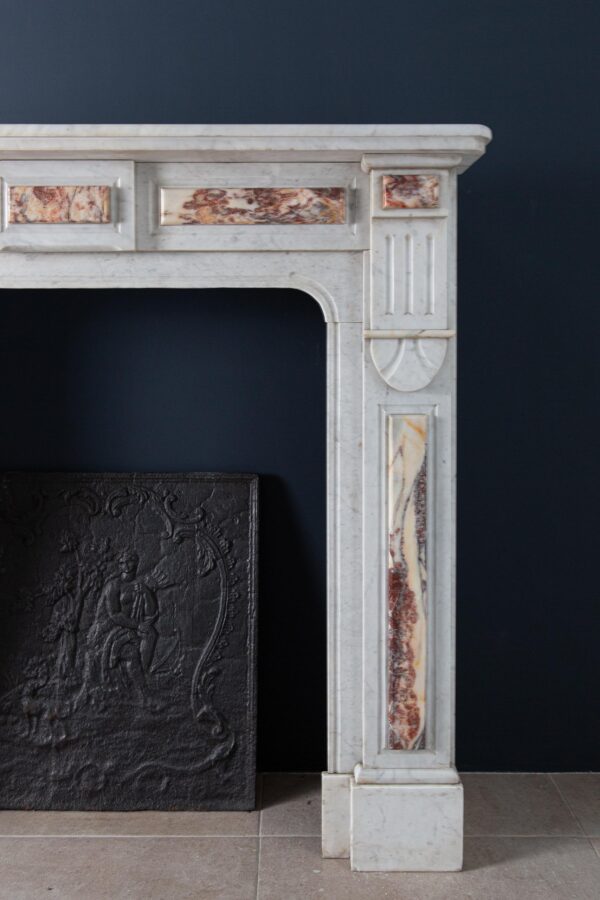 White Marble Antique Neoclassical French Circulation Fireplace - Image 18