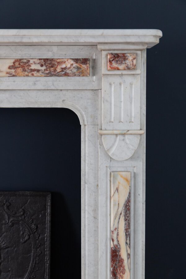 White Marble Antique Neoclassical French Circulation Fireplace - Image 19