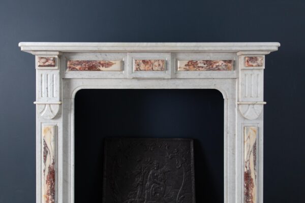 White Marble Antique Neoclassical French Circulation Fireplace - Image 2