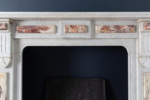 White Marble Antique Neoclassical French Circulation Fireplace - Image 3