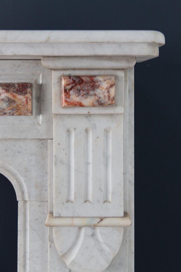 White Marble Antique Neoclassical French Circulation Fireplace - Image 5