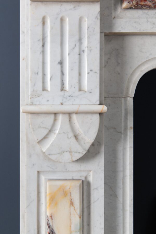 White Marble Antique Neoclassical French Circulation Fireplace - Image 6