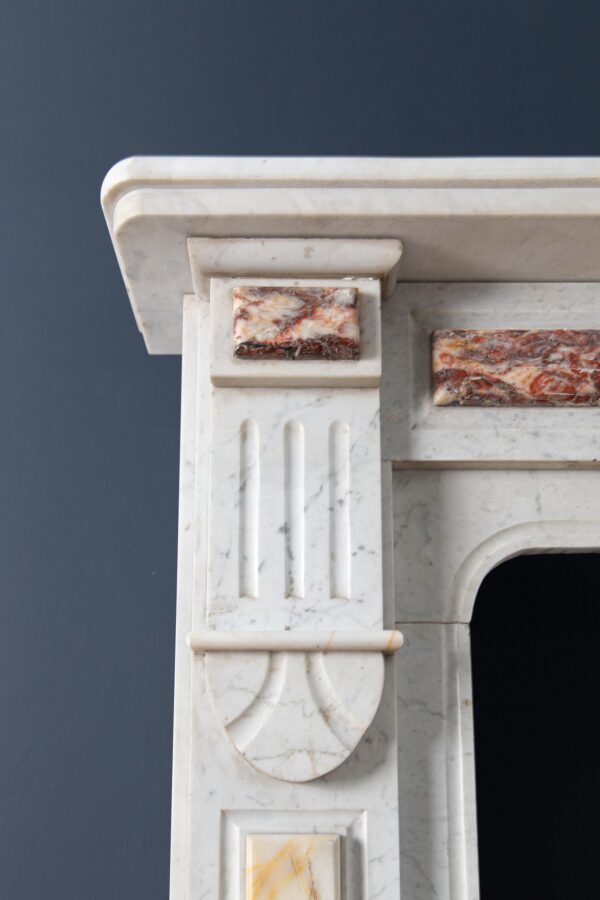 White Marble Antique Neoclassical French Circulation Fireplace - Image 8