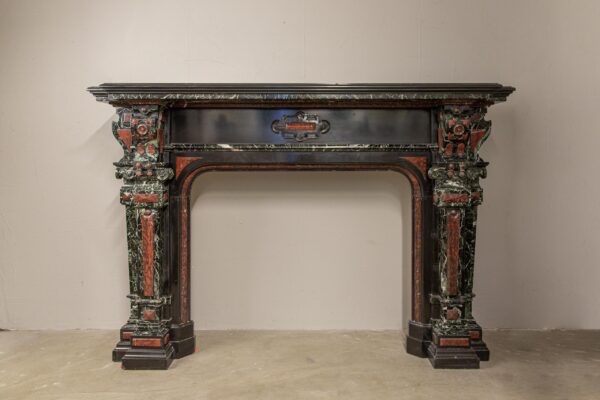 Extravagant Black Marble Antique Circular Fireplace