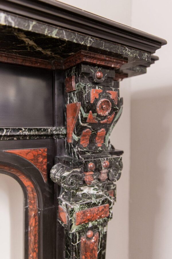 Extravagant Black Marble Antique Circular Fireplace - Image 6