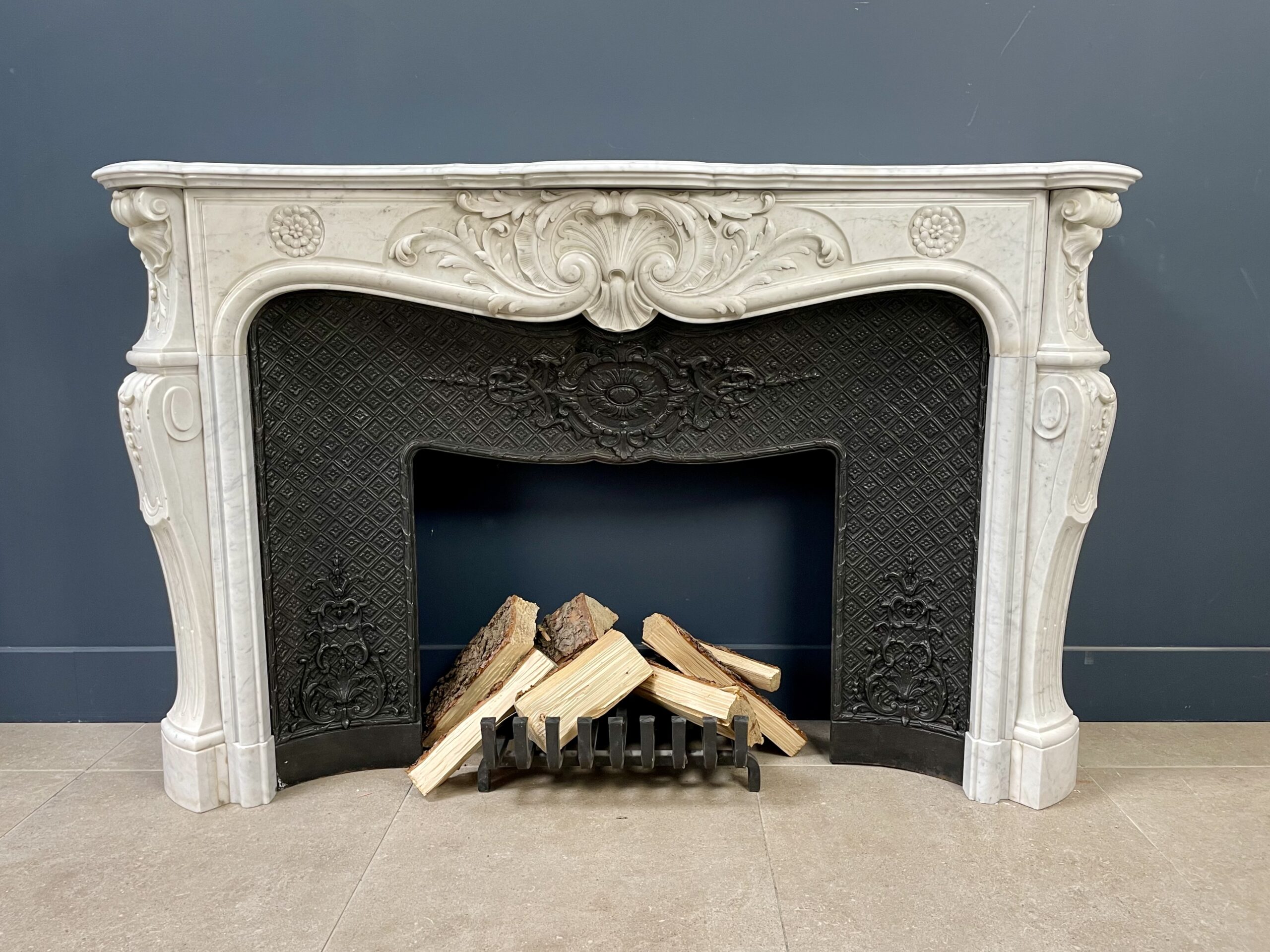 Antique White Fireplace with Inset.