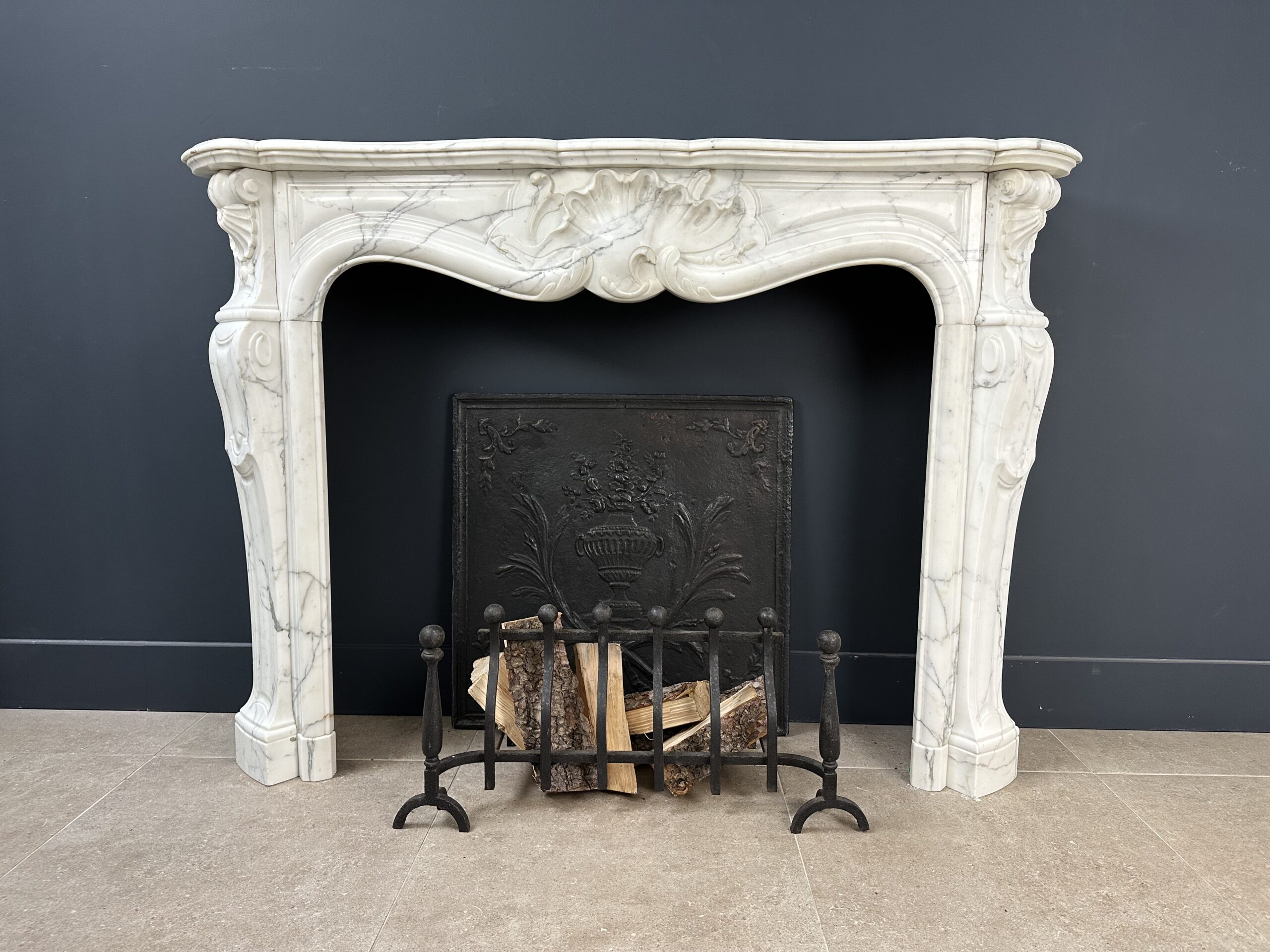 White antique Rococo Fireplace